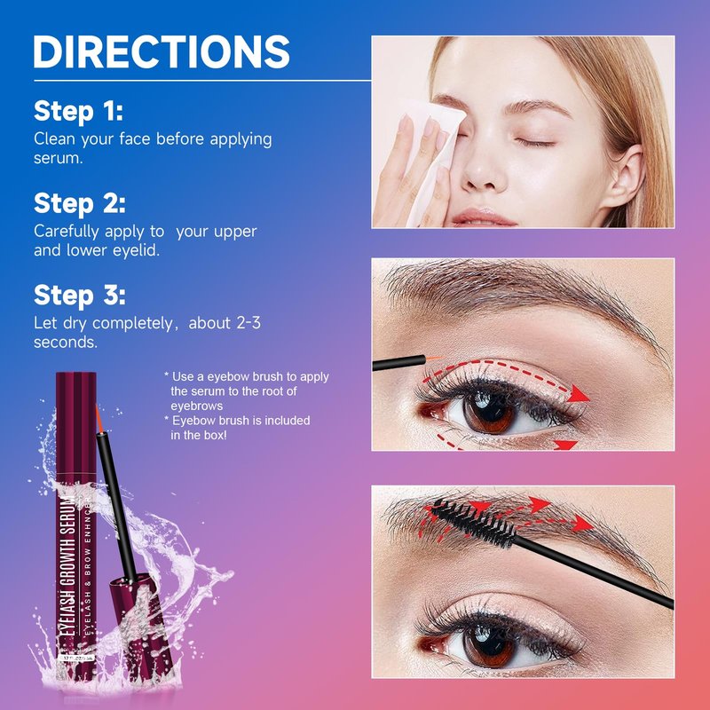 Eyelash Growth Serum, Eyelash Serum for Fuller, Thicker and Longer-Looking Lashes, Advanced Lash Enhancement Natural Formula Vegan Cruelty-Free 5ML
