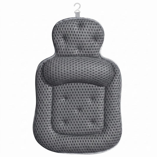 Bath Pillows for Tub, Comfortable Bathtub Cushion for Head and Neck with Soft 3D Mesh Fabric and 54 Non-Slip Suction Cups, Relaxing Tub and Shower Accessories Spa Gift Dark Gray Extra Thick