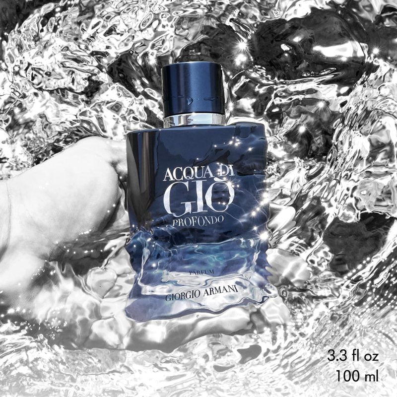 Armani Beauty Acqua di Giò Profondo Cologne for Men - Aromatic Fougère & Ambery Fragrance with Bergamot & Patchouli Notes