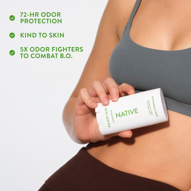 Native Deodorant Contains Naturally Derived Ingredients, 72 Hour Odor Control, Deodorant for Women and Men, Aluminum Free, Cucumber & Mint 2.65oz