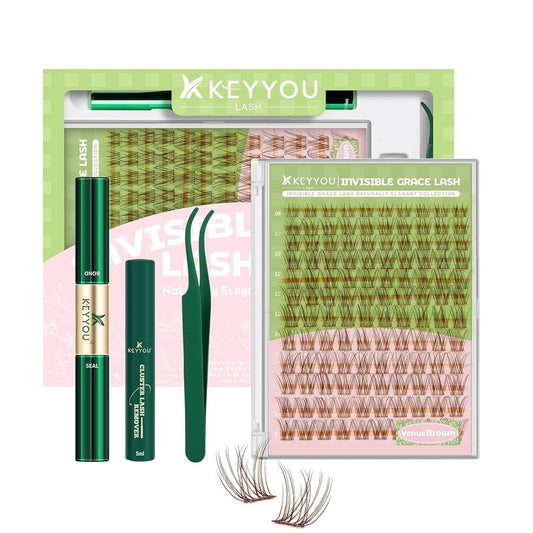 Venus Brown Lash Clusters Kit - C Curl 120 Pcs Eyelash Extensions | Wispy Natural Look, Waterproof DIY Set