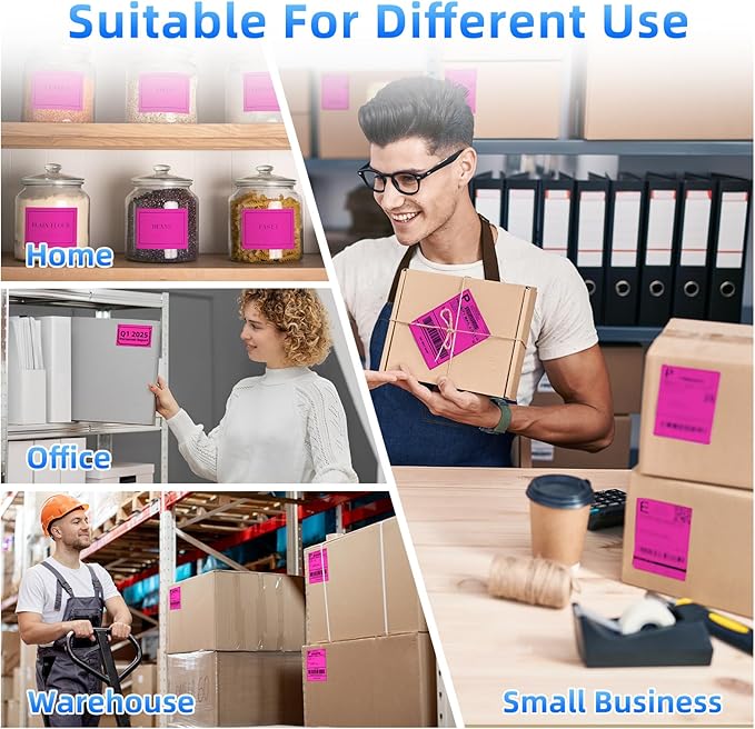 Omezizy 4x6 Thermal Labels, 1 Packs of 500 4x6 Fold Labels Rose Red - Compatible with JADENS, ASprink, Phomemo, Rollo, Zebra, Omezizy and Other Thermal Printers