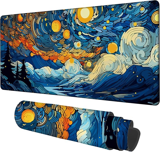 NITAHHHY Large Mouse Pad Starry Sky Gaming Desk Pad Computer Keyboard Non-Slip Waterproof Mouse Mat with Rubber Base and Stitched Edges Entertainment Office Writing Desk Mat 35.4 x 15.7 Inches