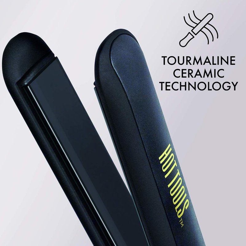 Hot Tools Pro Flat Iron - 1 Inch Ceramic & Tourmaline Plates for Sleek Hair Styling