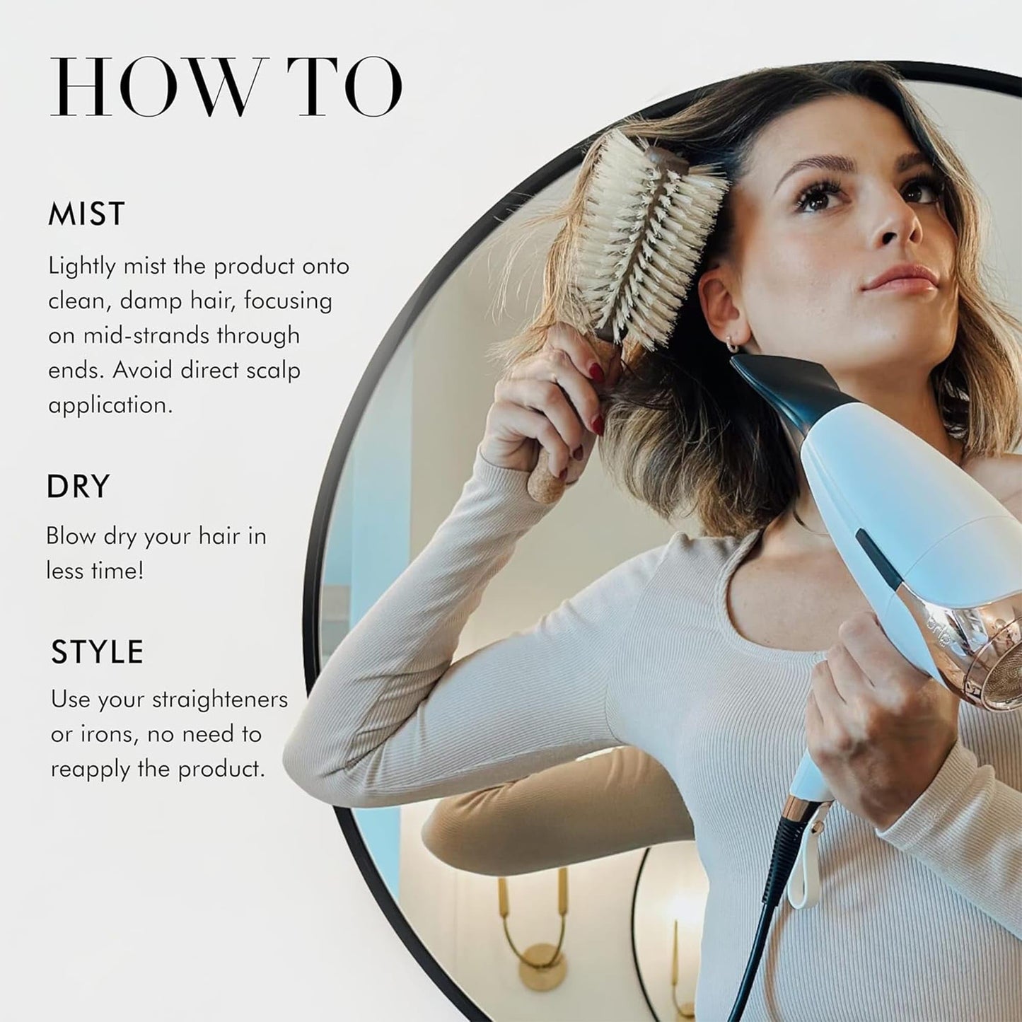 Goldie Locks Blow Dry Spray - 450°F Heat Protection and Frizz Control - Hydrating Blow Dry Mist with Style Memory - Safe for Extensions & Color-Treated Hair - Protein-Free - 4 fl oz