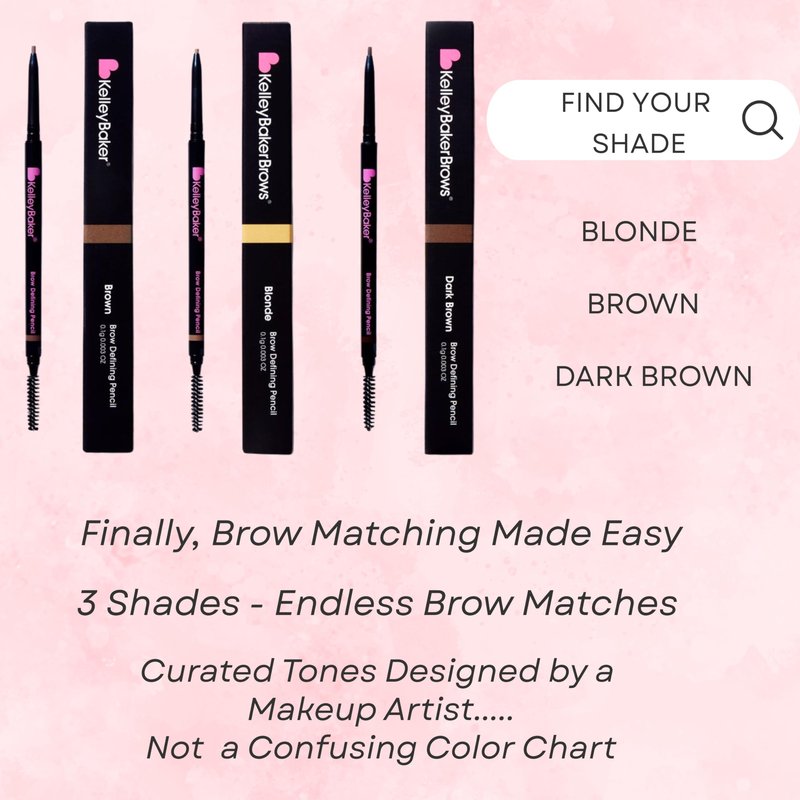 Kelley Baker Brow Defining Pencil, Micro-Thin Tip for Precise Hair-Like Strokes and Shaped Brows, Smudge-Resistant Long-Lasting Formula, Built-In Spoolie for Natural Soft Defined Brows, (Brown)