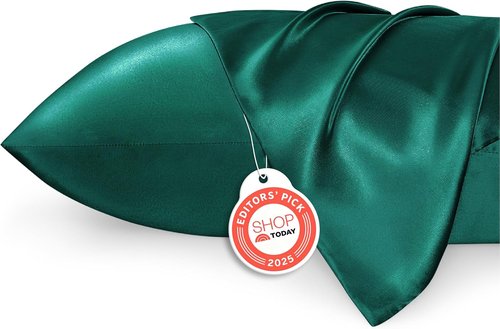 Bedsure Satin Pillowcase - Luxurious Silk-Like Feel | Standard Size Dark Green 20x26 Inches, 2-Pack