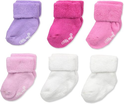 Little Me Baby Girls' Socks - 6 Pack Variety for Comfort and Style | Perfect for Everyday Wear
