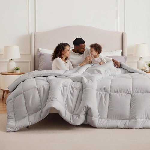 Bedsure Comforter Duvet Insert - Oversized King All-Season Quilted Down Alternative Bedding | Light Grey 116 x 98 Inches