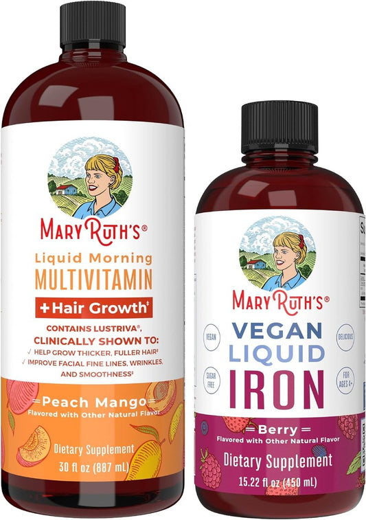 MaryRuth's Liquid Morning Multivitamin - Hair Growth & Iron Supplement | Vegan, Non-GMO, 30oz