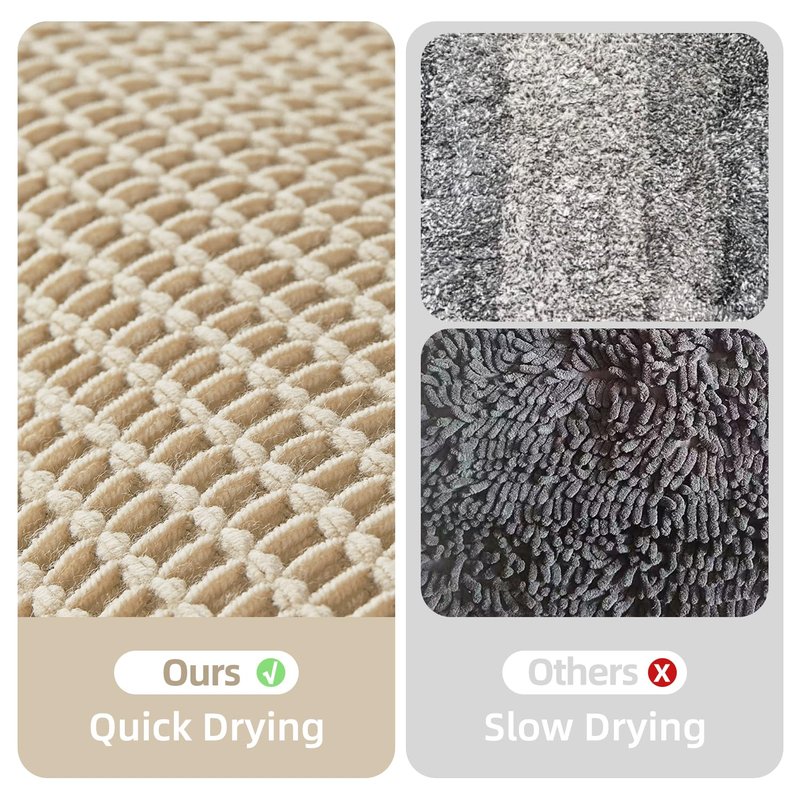 TYUU Pale Beige Bathroom Rug, Waffle Bath Mat Non Slip Washable Super Absorbent Quick Dry Boho Farmhouse Bathroom Decor, 36''x24'' Pale Beige