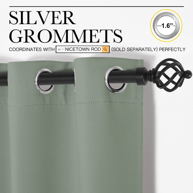 NICETOWN Greyish Green Blackout Curtains 108" Long for Office, 55" Wide, 2 Pieces, Dining Room, Guest Room, Sound Reducing Heat and Cold Block Curtain Panels for Modern Room Decorative