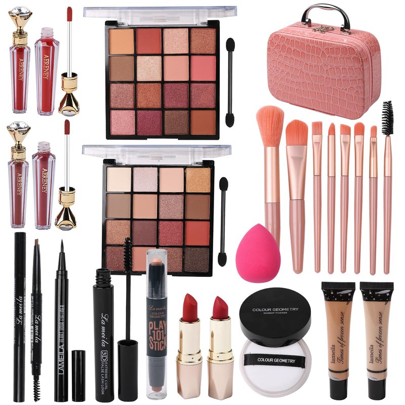 All-in-One Makeup Kit for Teen Girls - 32 Colors Eyeshadow, Foundation, Brushes & More | Pink