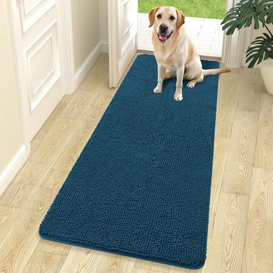 OLANLY Dog Door Mat - Absorbent Non-Slip Washable Doormat for Muddy Paws | 70x24, Atlantic Blue
