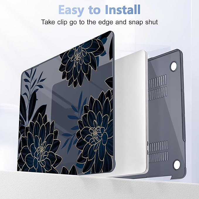 Lepeoac for MacBook Pro 16 inch Case 2019 2020 Release Model A2141, Plastic Hard Shell Cover with Keyboard Cover & Screen Protector for MacBook Pro 16 inch with Touch Bar & Touch ID, Flower Dahlia
