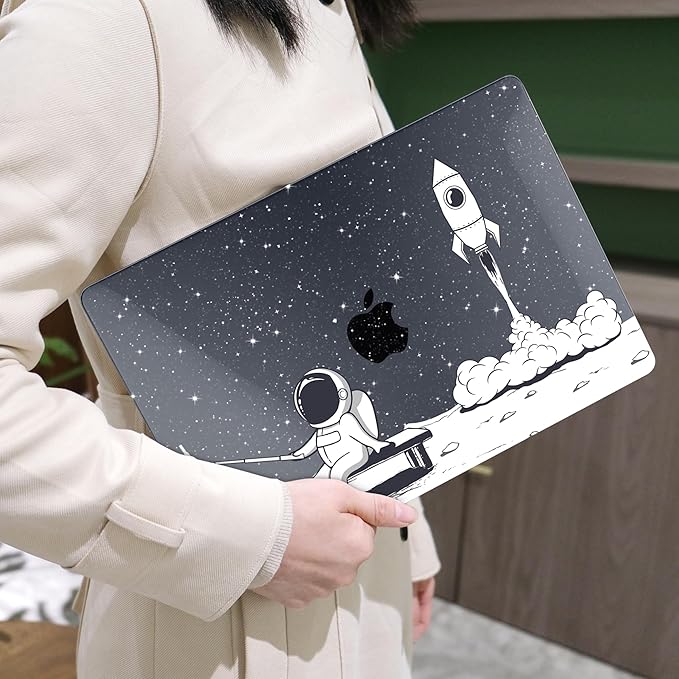 MEEgoodo for MacBook Air 13 inch Case 2021 2020 2019 2018 A2337 M1 A2179 A1932 with Touch ID, Plastic Hard Shell & Keyboard Cover Compatible with MacBook Air 13.3,Astronaut Rocket