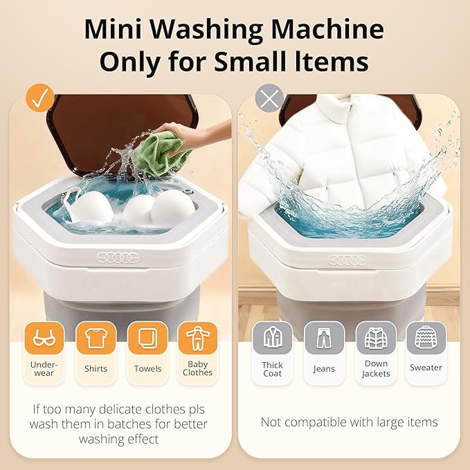 Portable Washing Machine, 16L Upgraded Mini Washer with Spin Basket Laundry Machine for Baby Clothes, Underwear, Socks; Ideal for Travel, Dorms, Camping (gray)