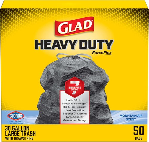 Glad ForceFlex Heavy Duty Trash Bags - Clorox Fresh Scent, 30 Gallon, 50 Count