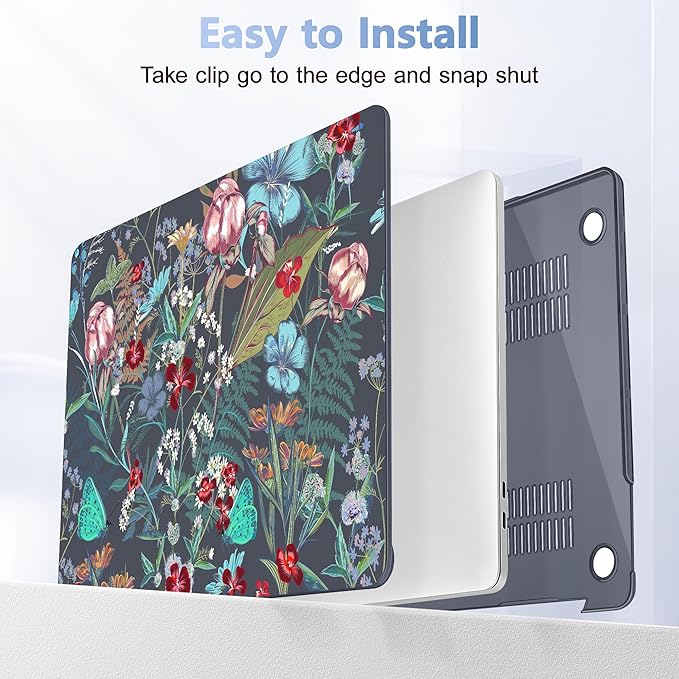 Lepeoac Case for MacBook Pro 13 inch Case M2 2022-2016 A2338 M1 A2251 A2289 A2159 A1989 A1708 A1706, Plastic Hard Shell + Keyboard Cover + Dust Plug, Flowers & Herbs