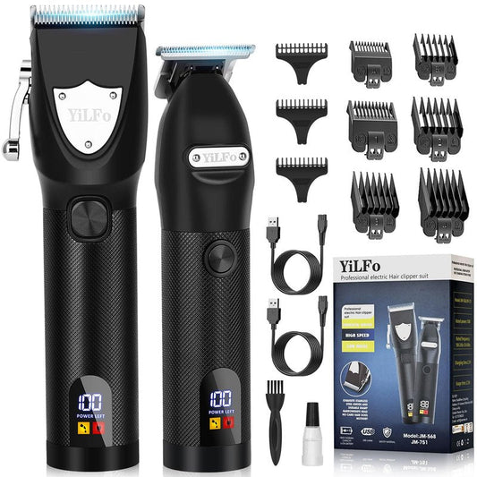 YiLFo Hair Clippers for Men - Professional Barber Clippers, LED Display Trimmer, T Liners Edgers, Shaving Kit