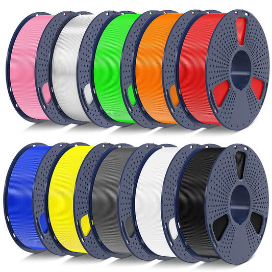 SUNLU PETG Filament 1.75mm 10KG Bundle, Individually Vacuum-Sealed, 3D Printer Filament 10kg, 1kg per Spool, 10 Pack, 10 Colors, Black+White+Grey+Blue+Red+Green+Orange+Yellow+Pink+Transparent