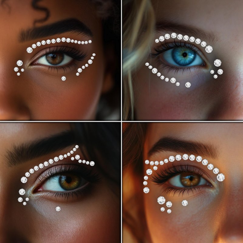 Face Gems – Face Jewels - Self-Adhesive Rhinestone Face Jewels for Makeup, Party & Rave Looks - Eye Gems, Face Glitter, Festival Face Gems, Glitter Tattoo, Self- Adhesive Festival Gems (Clear)