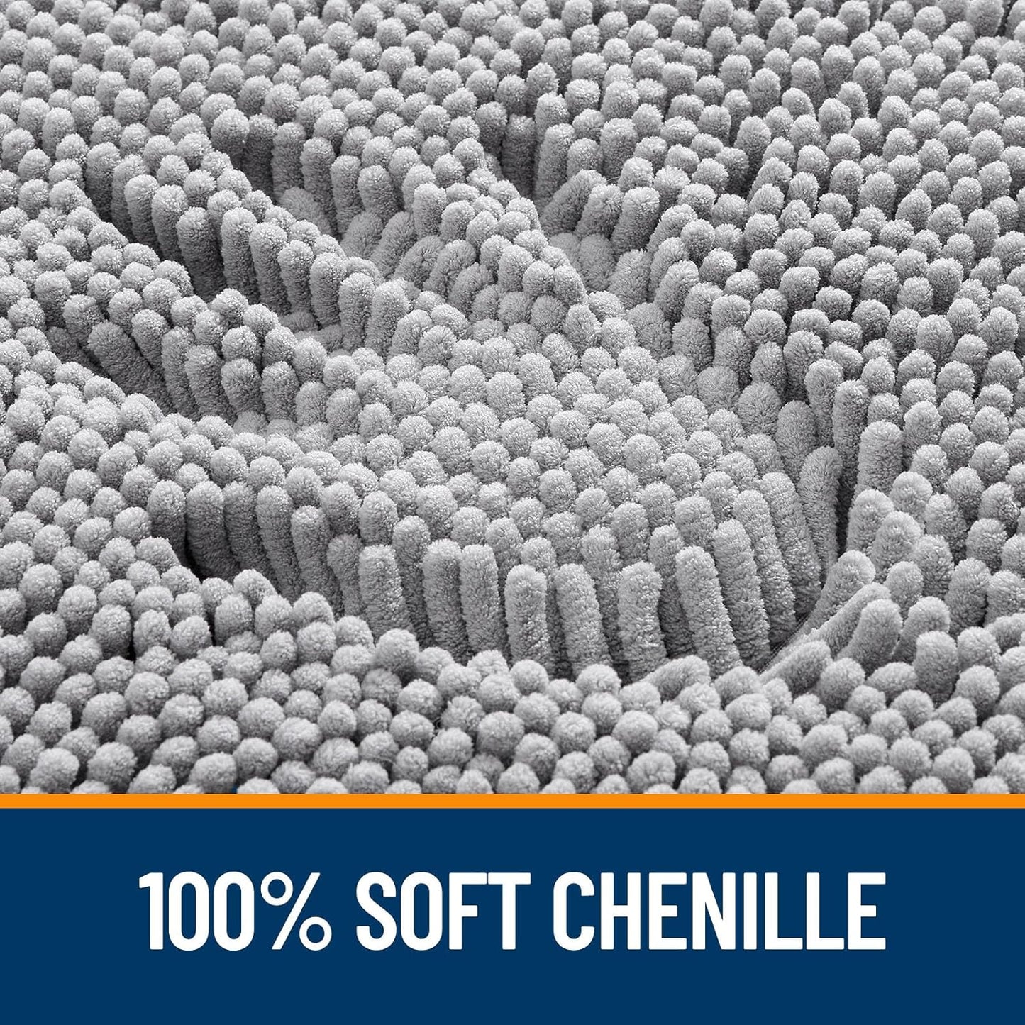 OLANLY Large Bathroom Rugs - Extra Soft Chenille Bath Mats | Quick-Dry, Machine Washable, Grey 45x27
