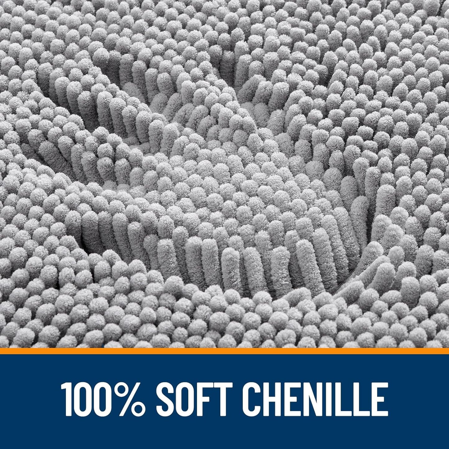 OLANLY Bathroom Rugs - Extra Soft Chenille Bath Mats with Rubber Backing | Quick Dry, 32x20, Grey