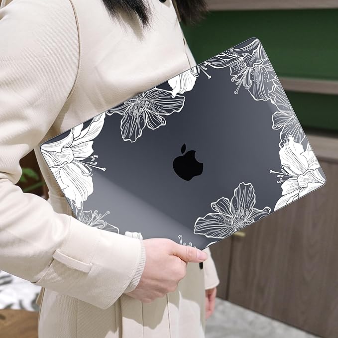 MEEgoodo Case for M5/M4/M3/M2 MacBook Air 13 inch Case 2026 2025 2024 2022, Fit Model A3449/A3240/A3113/A2681, Laptop Hard Shell Compatible with MacBook Air 13.6-inch, Lily Floral