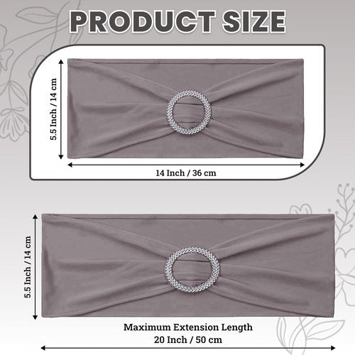 MDS Spandex Chair Sashes - Premium Stretch Covers with Buckle Slider | Universal Fit for Weddings & Events - Silver Gray