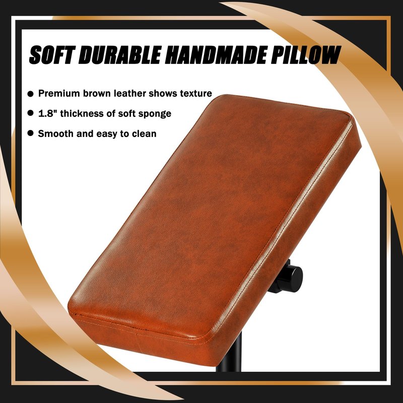 POARMEEY Tattoo Arm Rest Stand for Artists Tattoo Armrest with Brown Soft Pillow Reinforced Iron and Adjustable Height Angle