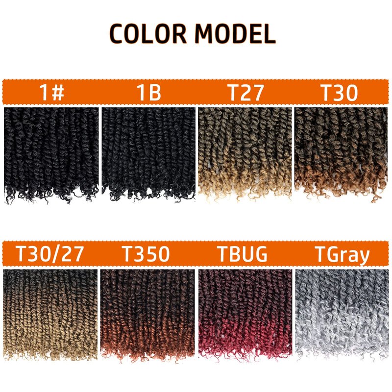 Passion Twist Hair 18 Inch Pre-twisted Passion Twist Crochet Hair for Women Pre-looped Water Wave Crochet Braids Bohemian Curly Crochet Hair Synthetic Hair Extensions 8 packs 1B