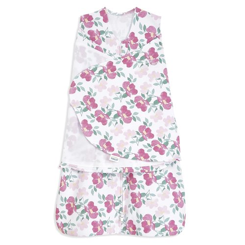 HALO Sleepsack Swaddle - 100% Cotton 3-Way Adjustable Wearable Blanket, TOG 1.5, Stems, Small (3-6 Months)