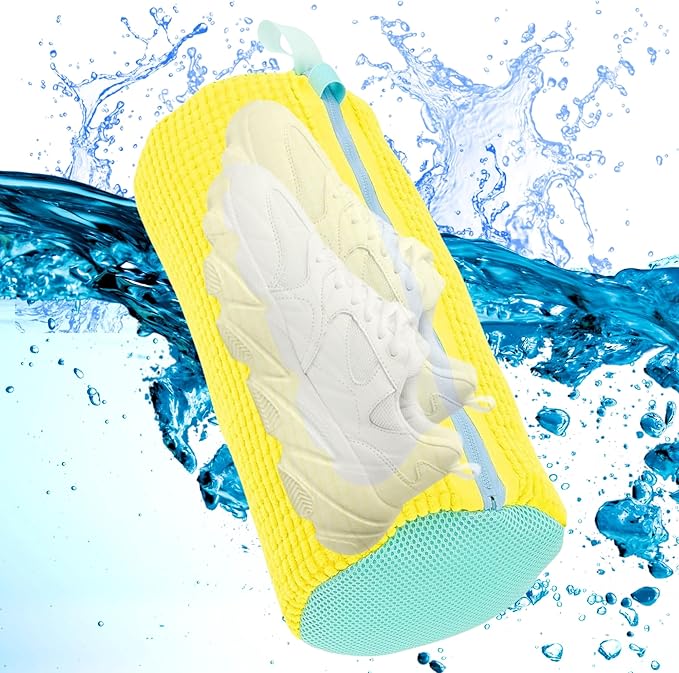 XXL Shoe Bag for Washing Machine - 2PCS Reusable shoe laundry bag for washer and dryer, 360Â° Premium Protective Shoe Washing Machine Bag for Sneakers, Slippers, Gym & All Type of Shoes (YELLOW)
