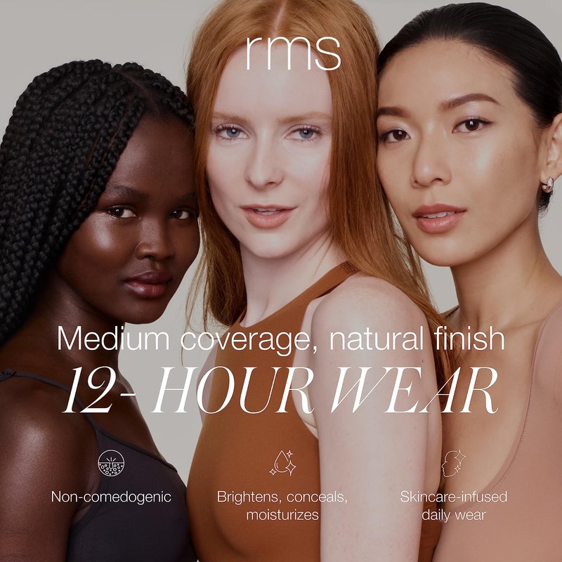 RMS Beauty ReEvolve Natural Finish Liquid Foundation - Medium Coverage Silicone-Free Skin Tint Foundation for Mature Skin - Hydrating & Firming - 1oz