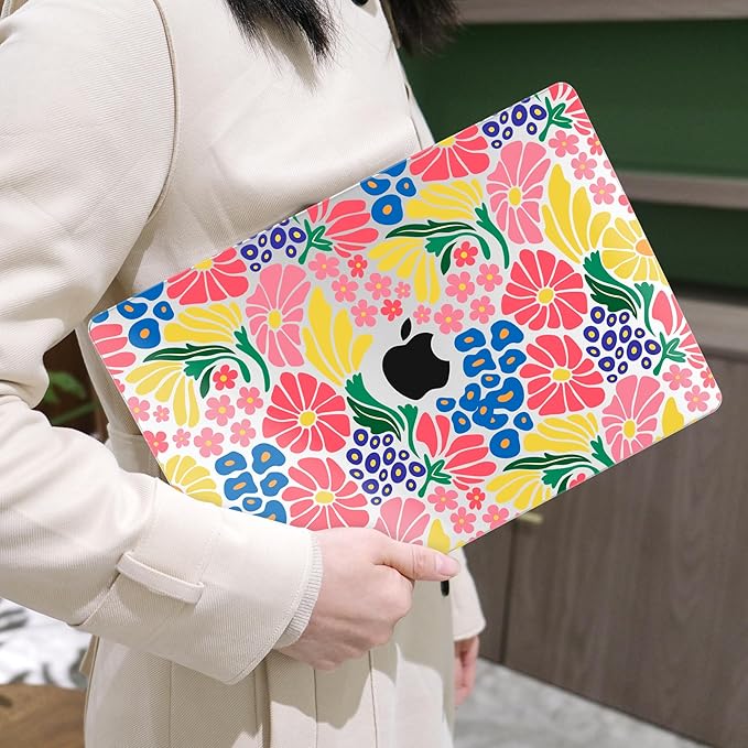 MEEgoodo for M5/M4/M3/M2 MacBook Air 15 inch Case 2026 2025 2024 2023, Case Fit Model (A3448/A3241/A3114/A2941) for MacBook Air 15.3 inch, Groovy Flower