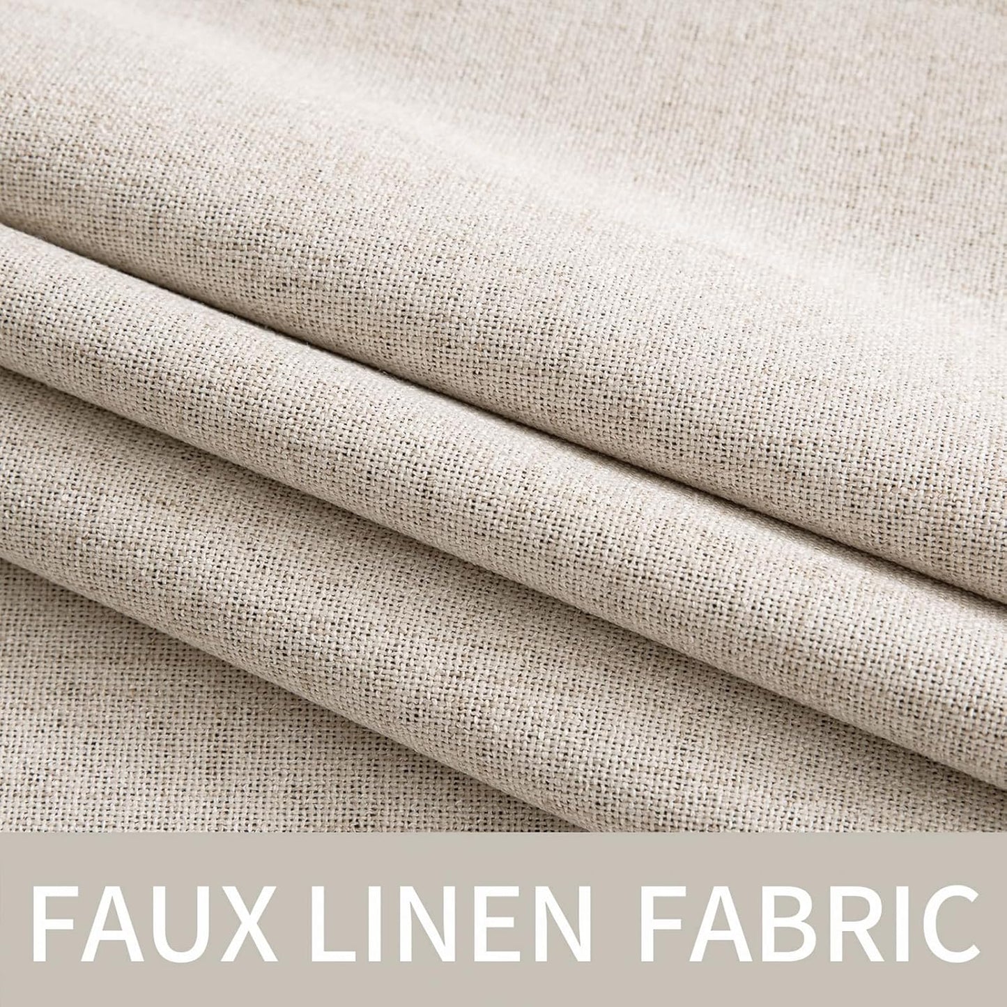 MIULEE 100% Blackout Linen Textured Curtains - Thermal Insulated Room Darkening Drapes | 52 x 96 Inch (2 Panels)