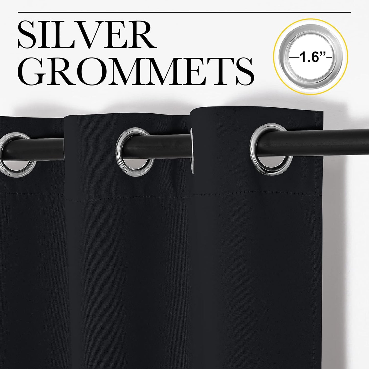 NICETOWN Blackout Patio Curtain Shades - Thermal Insulated Grommet Drapes, 55"x120", Black | Summer Home Decor