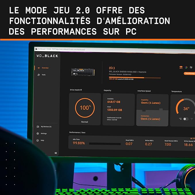 WD_Black SN850X 8TB NVMe SSD - M.2 2280, Up to 7,300 MB/s Read speeds, Up to 6,300 MB/s Write speeds, Gaming Expansion, High Performance Internal Solid State Drive - WDS800T2X0E