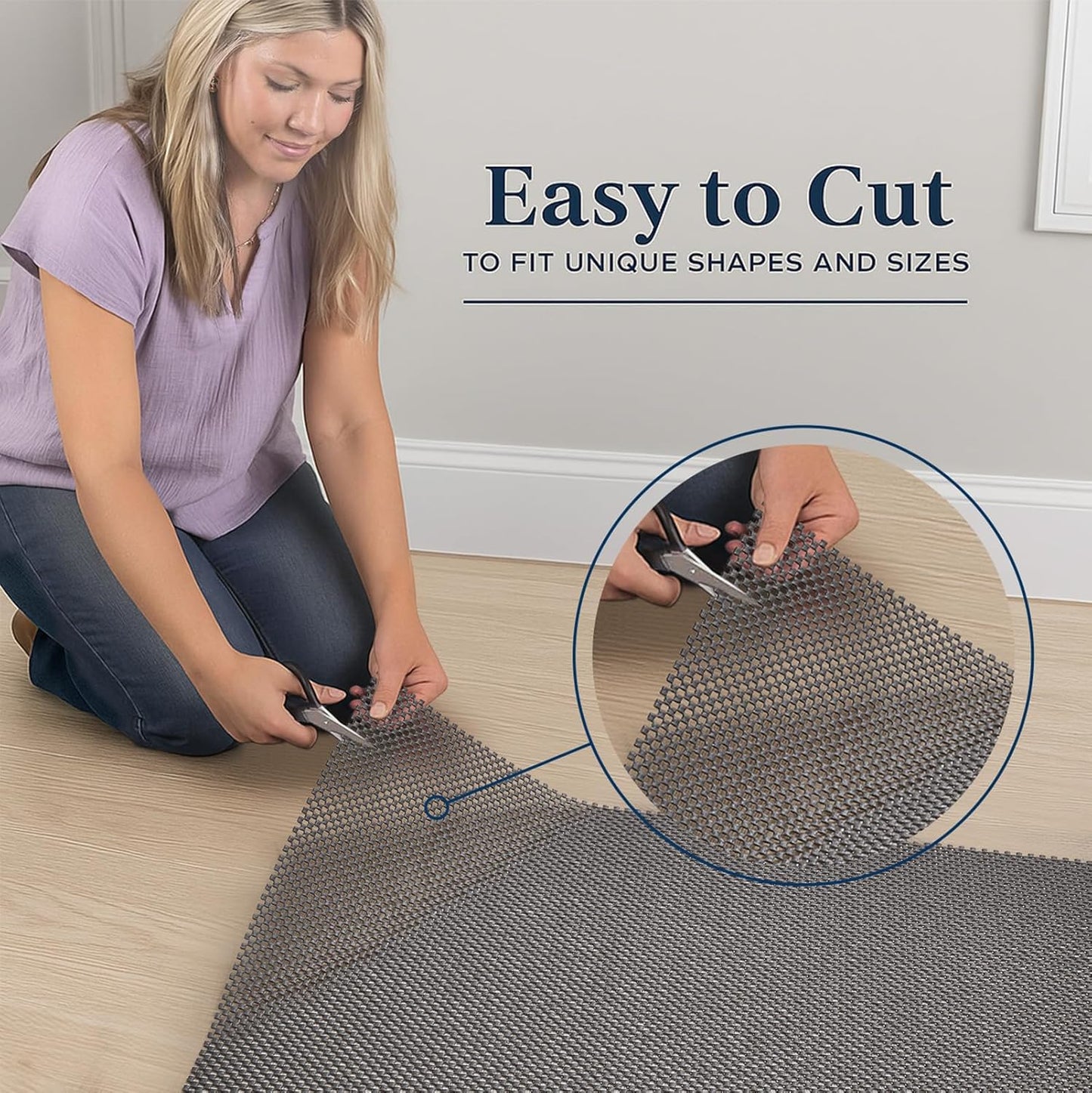 Veken Rug Gripper Pad - Non-Slip 2x4 Ft Area Rug Pad in Thick Dark Grey | Anti-Skid Mat for Hardwood & Tile Floors
