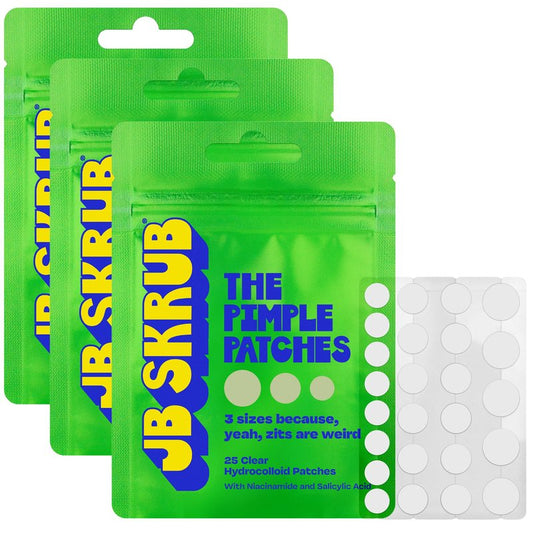 JB SKRUB Pimple Patches for Kids, Teens & Boys‚ 3 Pack of 75 Hydrocolloid Patches with Salicylic Acid & Niacinamide‚ Multiple Sizes