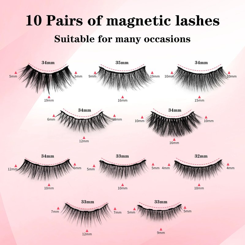 Richsky Magnetic Eyelashes Kit,Reusable 3D 5D Magnetic Lashes Set with Waterproof Eyeliner,10 Pairs Mink False Eyelashes Natural Look, No Glue Needed