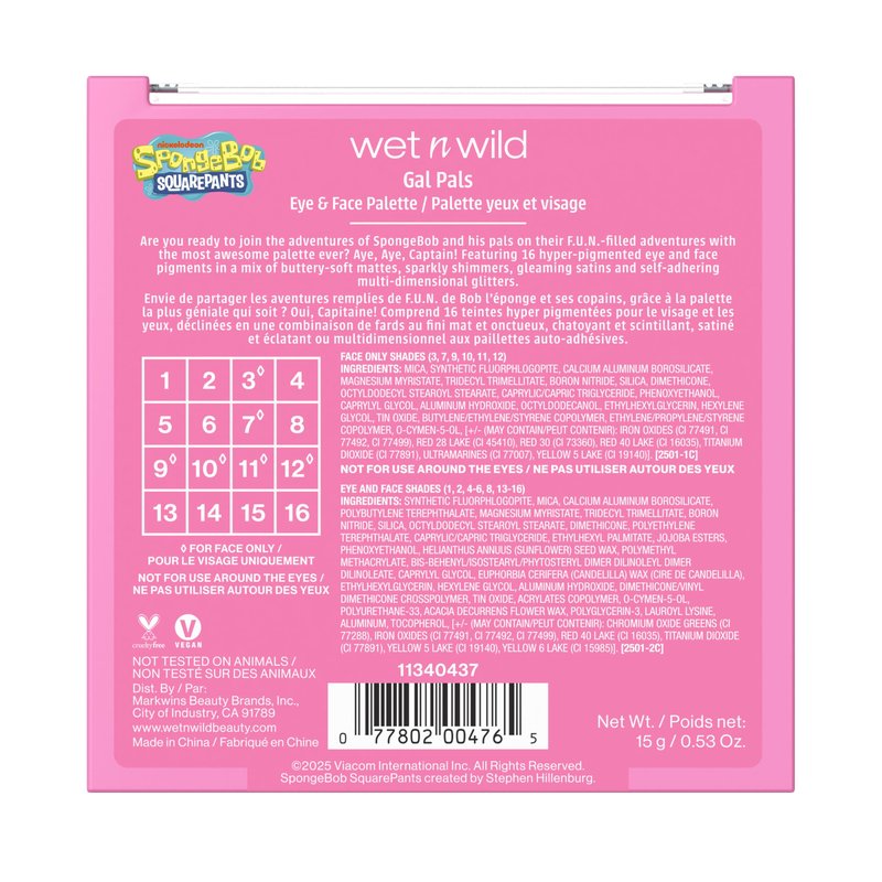 wet n wild Spongebob Eye & Face Palette - Gal Pals