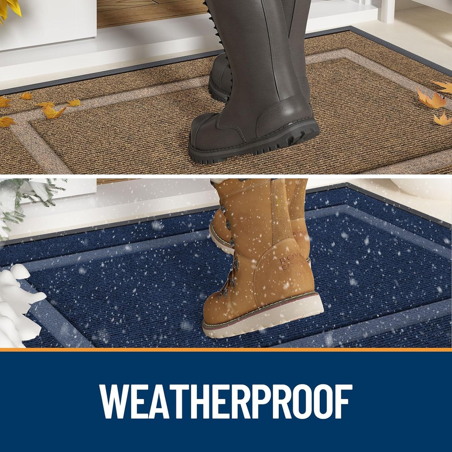OLANLY Waterproof Front Door Mat - All-Season, Fade Resistant, Easy Clean | 47x32 Inches, Beige