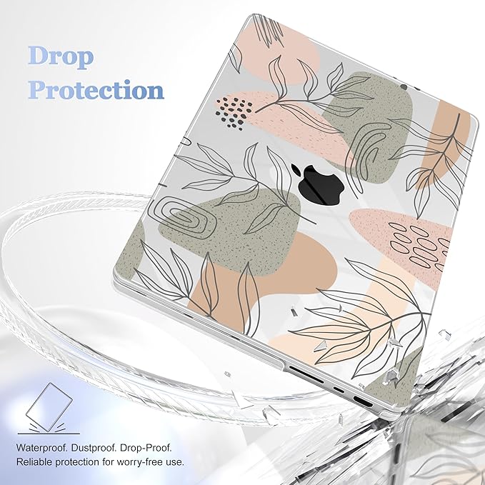 Lepeoac for MacBook Pro 16 inch Case M1 M2 M3 M4 M5 Pro/Max with Liquid Retina XDR, Release 2021-2025 2026 A3429 A3428, Hard Shell Case with Screen Protector & Keyboard Cover, Tropical Leaves