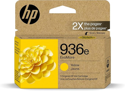 HP 936e Yellow EvoMore Ink Cartridge | Works with OfficeJet 9120, Pro 9100, Wide Format 9700 | Carbon Neutral | 4S6V5LN