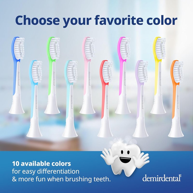 Kids Toothbrush Heads Compatible with Philips Sonicare - Sensitive Replacement Brush Heads for Ages 7-10 | Turquoise - 8 Pack