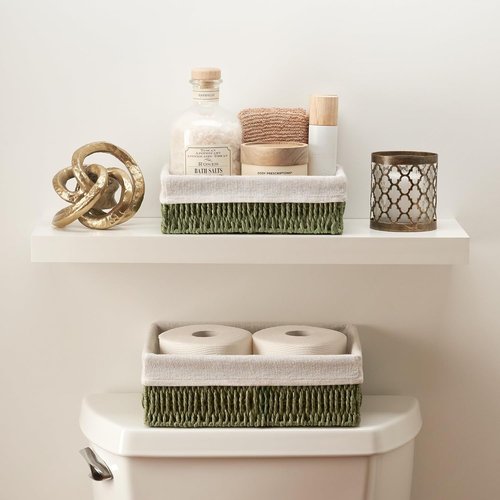Beautiful Toilet Paper Storage Basket Set of 2 - Decorative Wicker Bathroom Organizer | Quality Holder for Any Decor