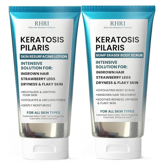 KP Bump Eraser Body Set with 10% AHA | Keratosis Pilaris Treatment | Keratosis Pilaris Lotion | Exfoliating Body Scrub | Ingrown Hair Treatment | Bundle Set for Bump, Strawberry Legs, Redness, Dryness