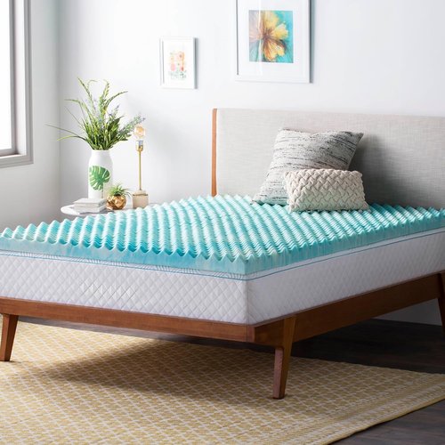 Linenspa Gel Memory Foam Mattress Topper - Reversible Egg Crate Design for Comfort - King Size